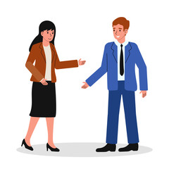 Business professionals greeting each other in a formal setting during a meeting or networking event