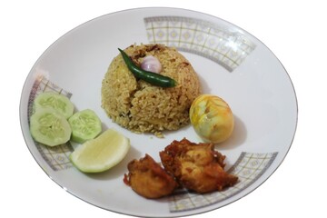Delicious Spiced Rice Meal with Chicken and Egg