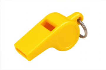 Yellow plastic whistle for sports training referee signal