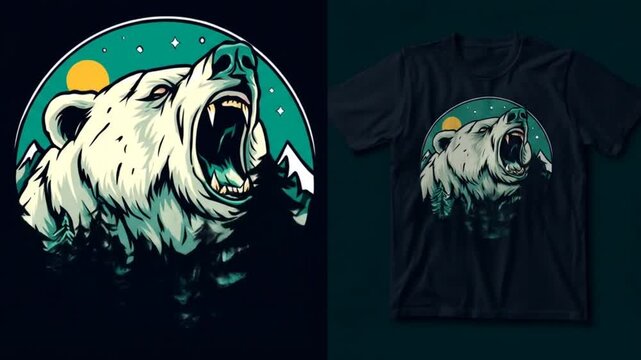 Bear roaring mountain scene