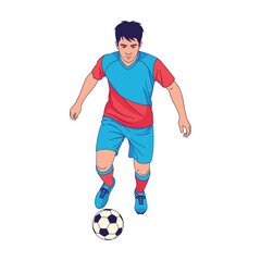 High-Quality Flat Vector Illustration: Focused Soccer Player Vector Graphic