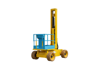 Isolated construction equipment hydraulic boom lift platform, aerial work platform machine