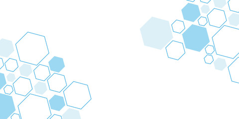 Science network pattern blue Hexagonal abstract background. Big Data Visualization structure elements . Health care and science medical pattern innovation. Template design with concept Dots and lines.