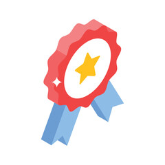 Premium isometric style icon of star-shaped event badge