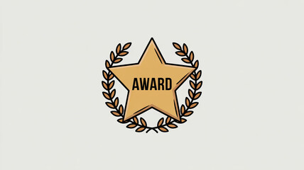 A vintagestyle gold star award with laurel wreath isolated on white background, representing achievement, recognition, and merit, ideal for honoring accomplishments and celebrating milestones