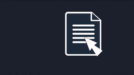 outline style document icon with mouse arrow pointer for web file interaction and digital editing