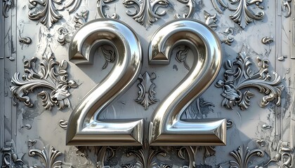 Silver numerals on ornate background