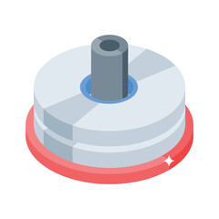Handy isometric style icon of wooden CD rack
