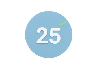 Isolated achievement symbol of 25 days of target practice with mark for accomplished