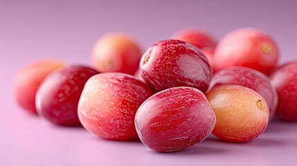 Pile of Ripe Red Dates on Light Purple Background in Cinematic HDR Food Close Up