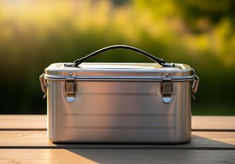 Stylish metal lunchbox for outdoor excursions and culinary adventures