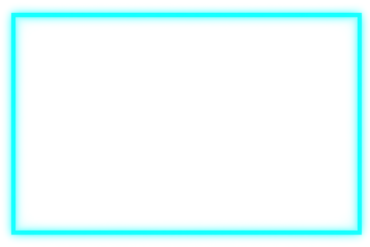 Blue neon rectangle shape frame. Glowing neon border isolated on transparent background. Shine glow light neon sign frame. Banner, Mockup, template for presentation or montage, Design elements, PNG