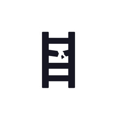 Broken ladder icon on white