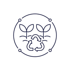 Regenerative agriculture icon, sustainable farming line design on white