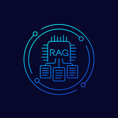 RAG icon, Retrieval-Augmented Generation, linear design