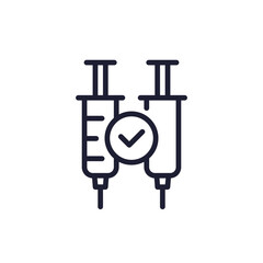 vaccine, two doses line icon on white