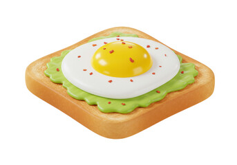 Isolated breakfast toast with fried egg, topped with spice, healthy and appetizing snack