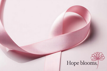 breast cancer awareness month, waving ribbon, mother and world cancer day concept