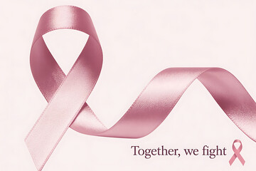 breast cancer awareness month, waving ribbon, mother and world cancer day concept