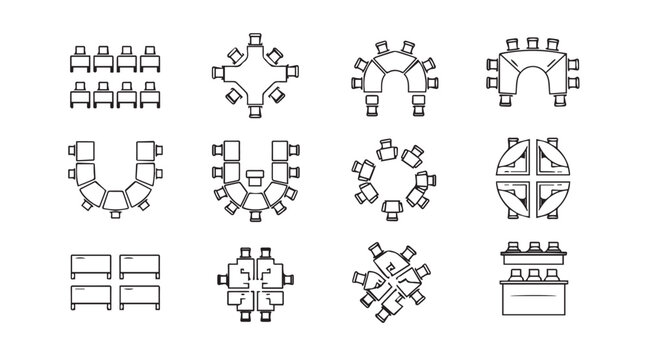 Vector art of meeting room layouts