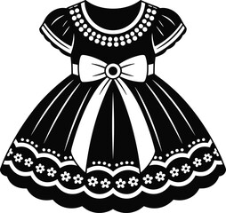 puffed sleeves, scalloped lace trim, floral embroidery, bow detail, fashion illustration for formal wear, costume design, elegant vector artwork