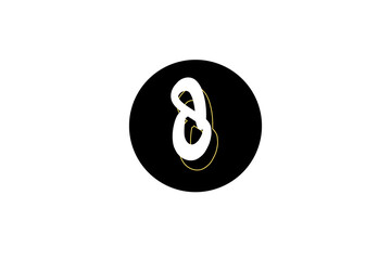 number 8 in a black circle on a white background