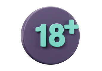 Isolated over 18 age restriction sign age limit forbidden warning message icon badge