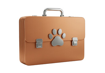 Isolated Business Briefcase with Pet Paw Silver Buckles Secure Documents and Valuables