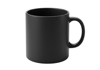 Black ceramic mug PNG isolated on transparent background for branding and design mockups Simple coffee cup for hot drinks