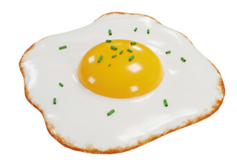 Fried egg PNG illustration isolated on transparent background with chives topping breakfast food concept Delicious and nutritious meal