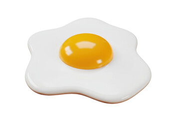 Isolated sunny side up fried egg with yellow yolk for breakfast, cooking, or meal