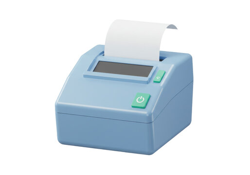 Isolated point of sale device with blank paper ready for print, sales terminal machine