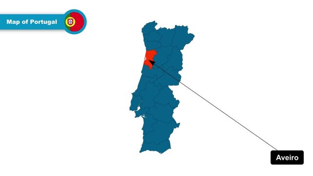 Aveiro Map Video, Portugal map, Political Map of Portugal, with all states, national flag and borders, travel, education, geography, and global studies.