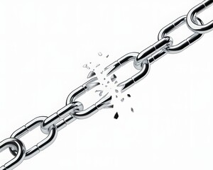 Obraz premium Broken Metal Chain Link – Weak Connection and Freedom Concept Illustration