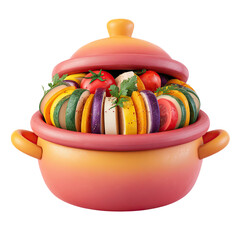 Colorful Ratatouille in Rustic Pot with Autumn Vibes.