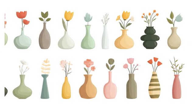 Colorful flower vases collection