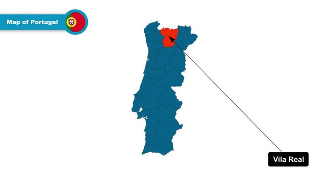 Vila Real Map Video, Portugal map, Political Map of Portugal, with all states, national flag and borders, travel, education, geography, and global studies.