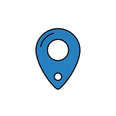 Blue Location Pin Icon on White Background Simple Map Marker Symbol