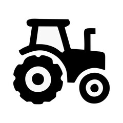 Simple Black Silhouette Tractor Icon Representing Agriculture and Farming