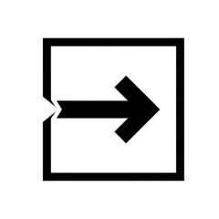 Black Arrow Pointing Right Inside Square Icon on White Background
