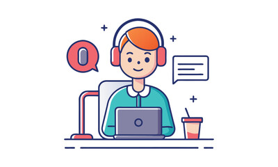 Customer Support Agent with Headset