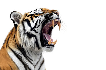 Wild Bengal tiger with powerful gaze isolated on transparent background