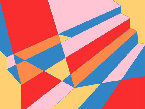 3D Multicolor Abstract Diagonal Pattern with Stairs Background Banner for Ads, Covers, Social Media Graphics, Shop, Discount, Sale and Flyer Decoration