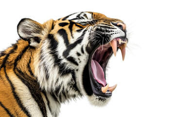 Fototapeta premium Close-up of fierce Bengal tiger in natural habitat isolated on transparent background