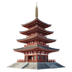 Obraz premium Isolated Traditional Japanese Pagoda Temple Structure for Design