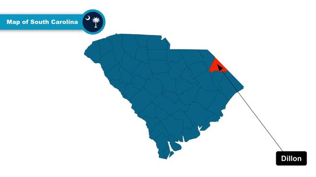 Dillon Map Video, South Carolina map, Political Map of South Carolina, South Carolina United States, with all states, national flag and borders, travel, education, geography, and global studies.