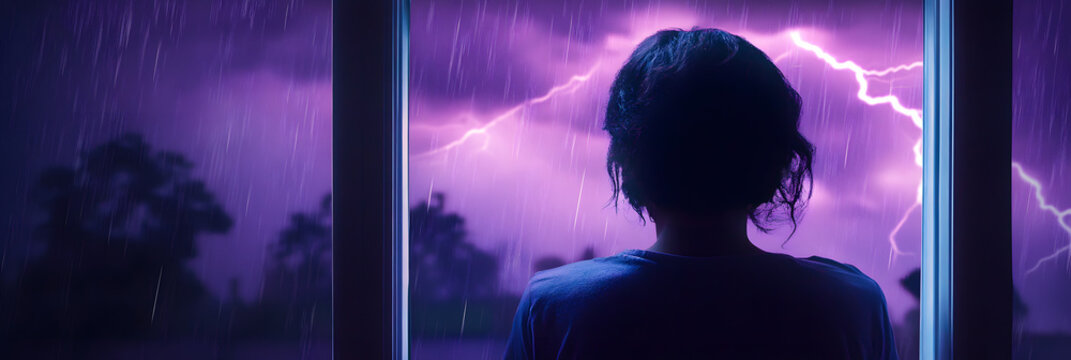 Astraphobia and the Unsettling Fear of Thunder and Lightning wide banner - purple background - Powered by Adobe