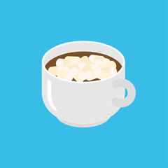 Cozy cup of hot chocolate topped with marshmallows. Perfect for winter themes, warm drinks, holidays, comfort, and seasonal illustrations.