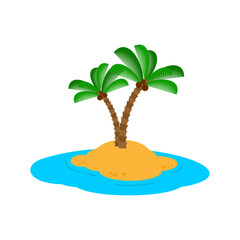 Tropical lonely island. Small tropical island with a single palm tree in the ocean, symbolizing isolation, vacation escape, exotic travel, solitude, survival and adventure in nature.