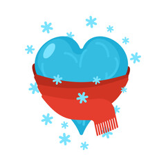 frozen heart wrapped in a warm scarf. Symbol of warming love, kindness, emotional healing, and romance. Perfect for Valentine’s Day, relationships, and greeting cards.